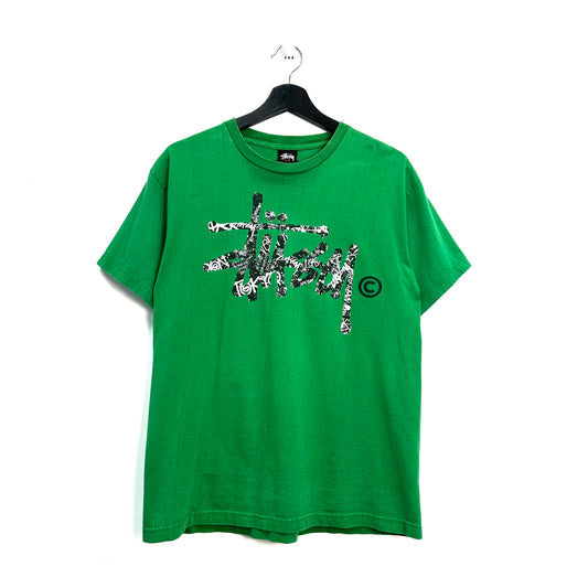 2000's Stussy Spellout World Tour Green Shirt - M