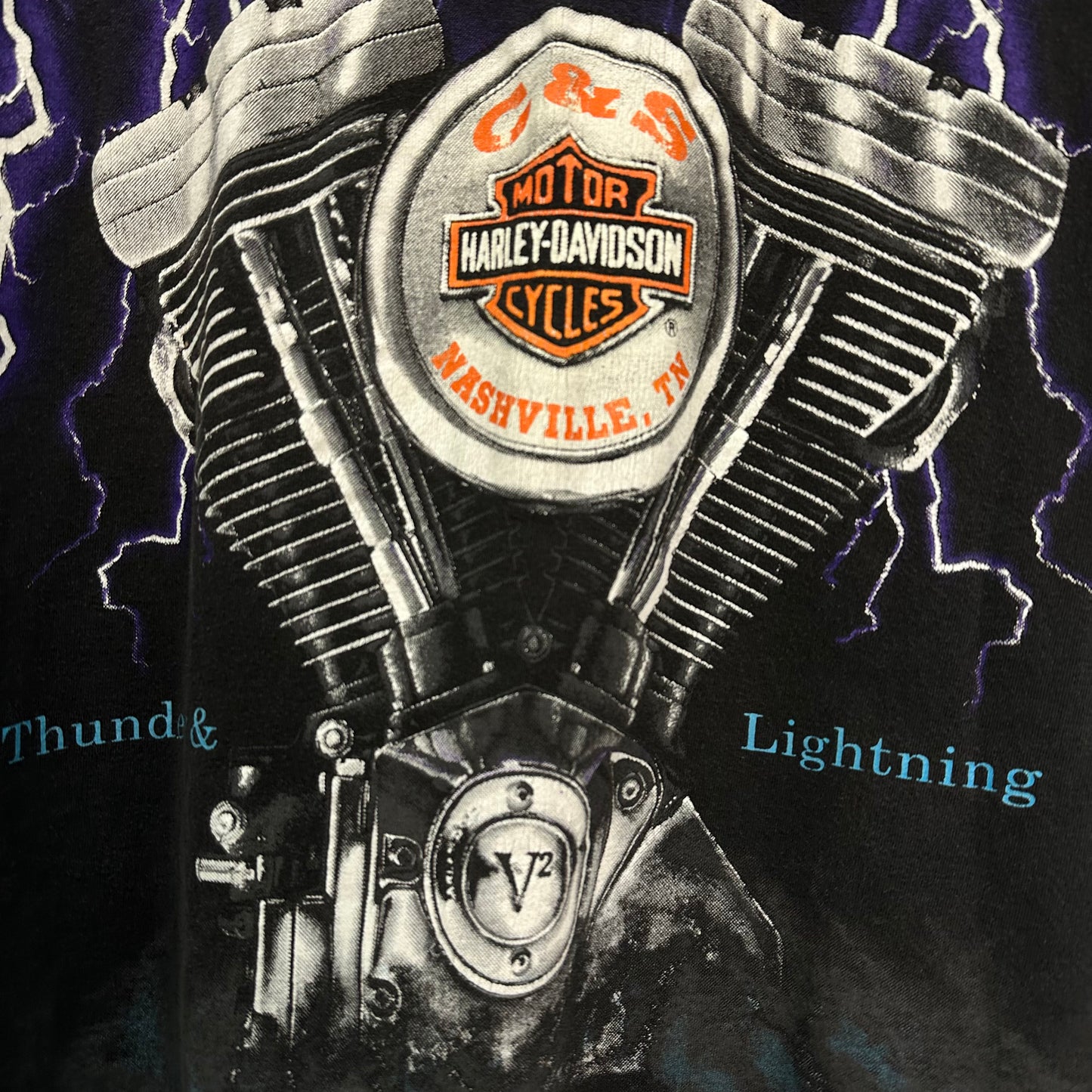 Harley Davidson Thunder Lightning Shirt AOP - L(As Is)